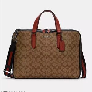 Coach Graham Slim Brief In Colorblock Signature Canvas - Beige